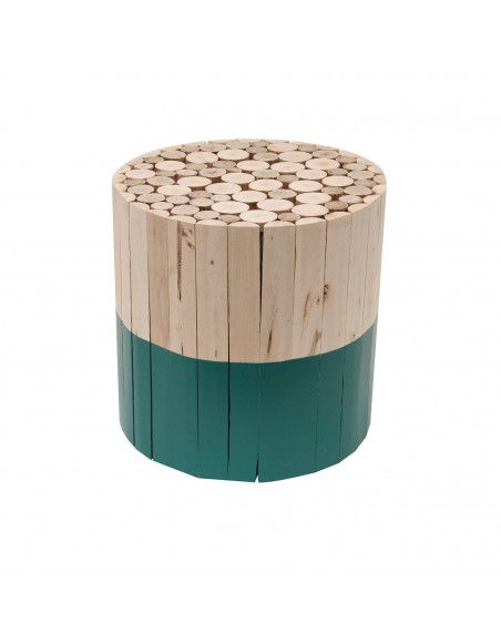 Tabouret rond en bois - Vert