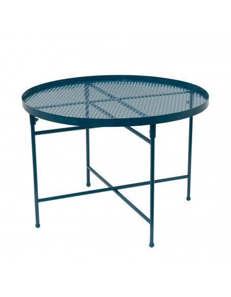 Table ronde en métal perforé - D 50 cm - Bleu