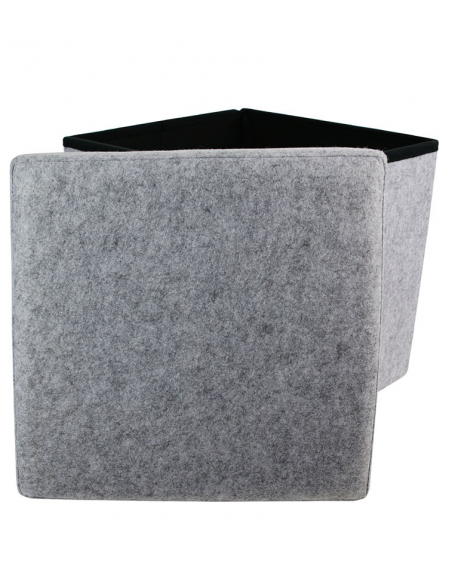 Coffre pouf pliable en feutrine - Gris