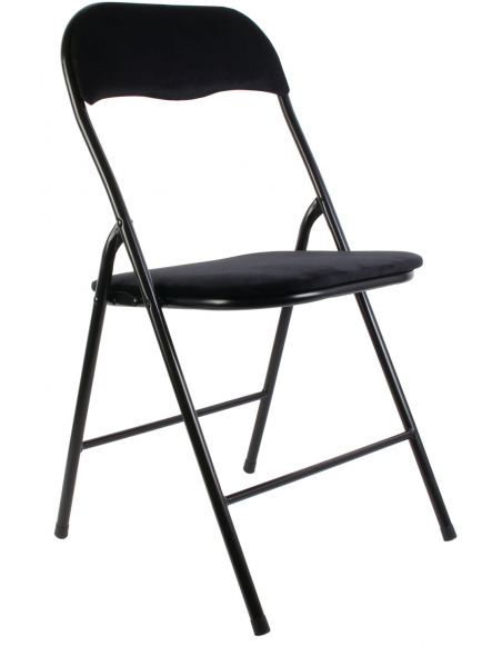 Chaise pliable revêtement en velours - Noir