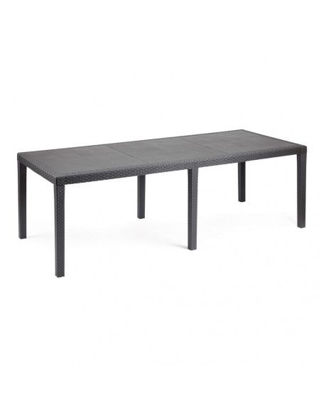 Table de jardin Queen en résine tressée - L 220 x l 90 x H 72 cm - Gris Anthracite