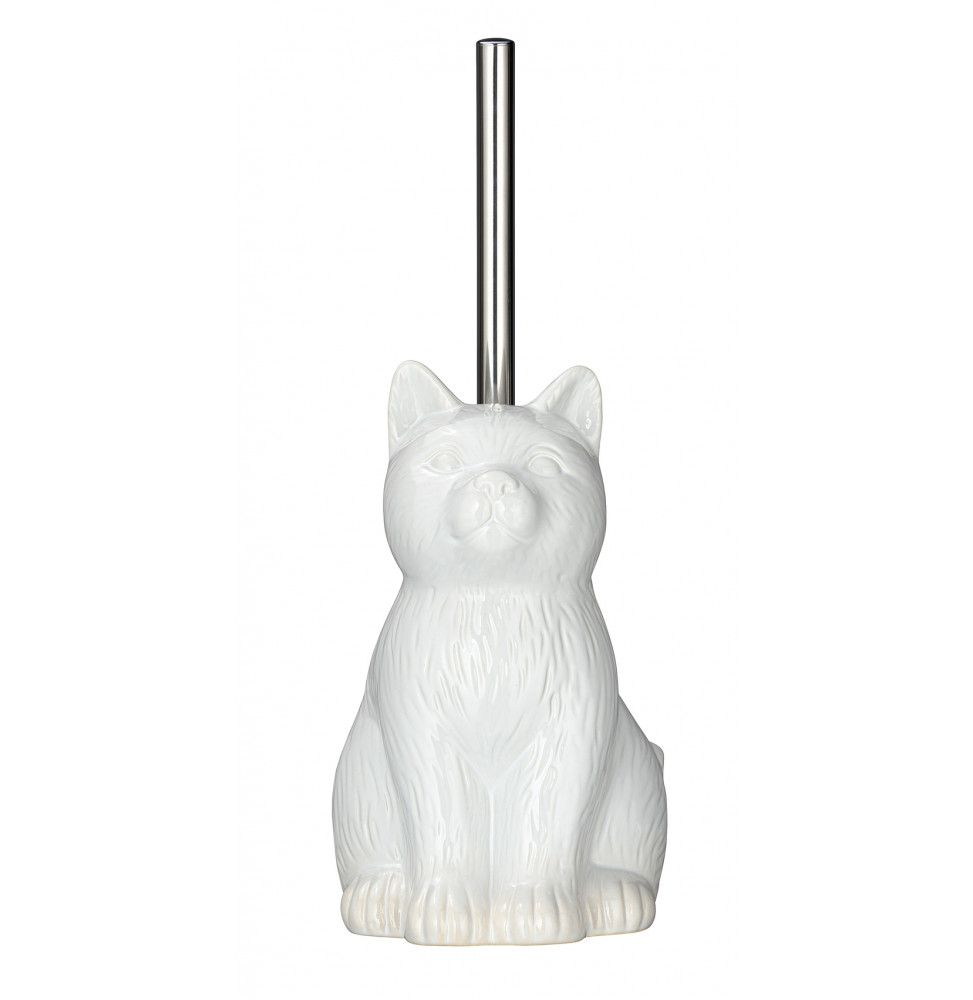 Brosse Wc En Ceramique Chat Blanc