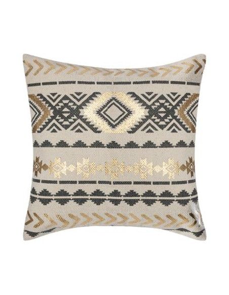 Housse de coussin - Ethnik gold - L 40 cm x l 40 cm - Gris