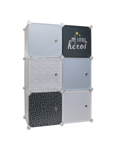 Rangement modulable - 6 cubes - L 60 x l 30 cm x H 90 cm - Gris