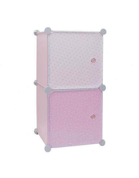 Rangement modulable - 2 cubes - 30 x 30 cm x H 60 cm - Rose