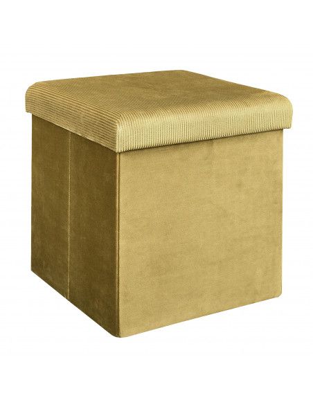 Pouf coffre - Velours - Giulia - L 76 cm x 38 x 38 cm - Jaune