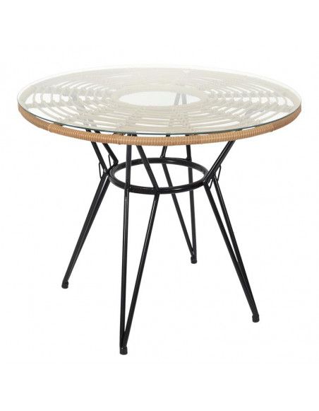 Table de repas ronde - L 90 x l 90 cm - Verre