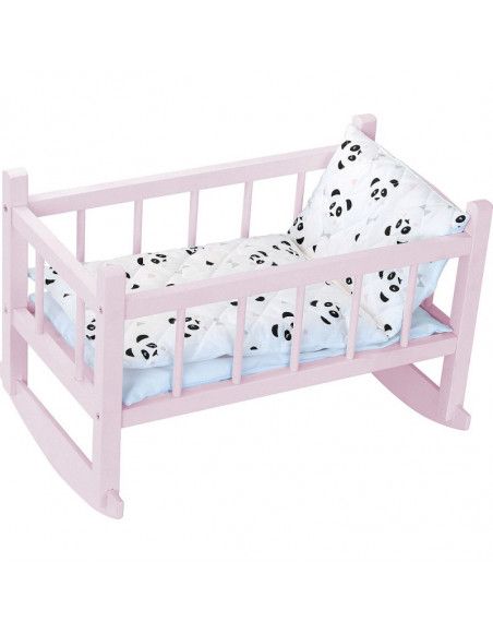 Lit bercelonnette en bois laqué rose panda pour poupée jusqu'à 40 cm - Vilac - Jeux et jouets