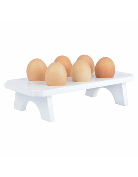 Support à oeufs en bois - L 13 x l 26,6 x H 6,4 cm - Blanc