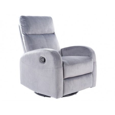 Fauteuil inclinable en velours - L 72 x P 80 x H 101 cm - Gris