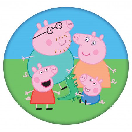 Coussin rond famille Peppa Pig - 40 x 40 cm - Microfibre