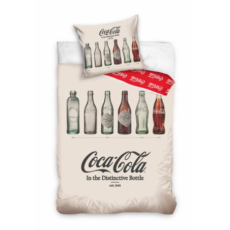 Parure de lit - 140 x 200 + 70 x 90 cm - Coca-Cola - Blanc